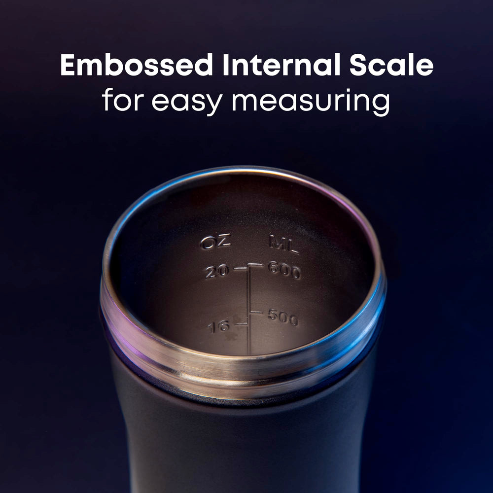 Smartshake faded blue stainless-steel interior close-up preserving neutral flavor