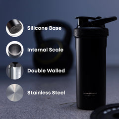 Smartshake faded blue wide mouth detail for easy filling and scooping