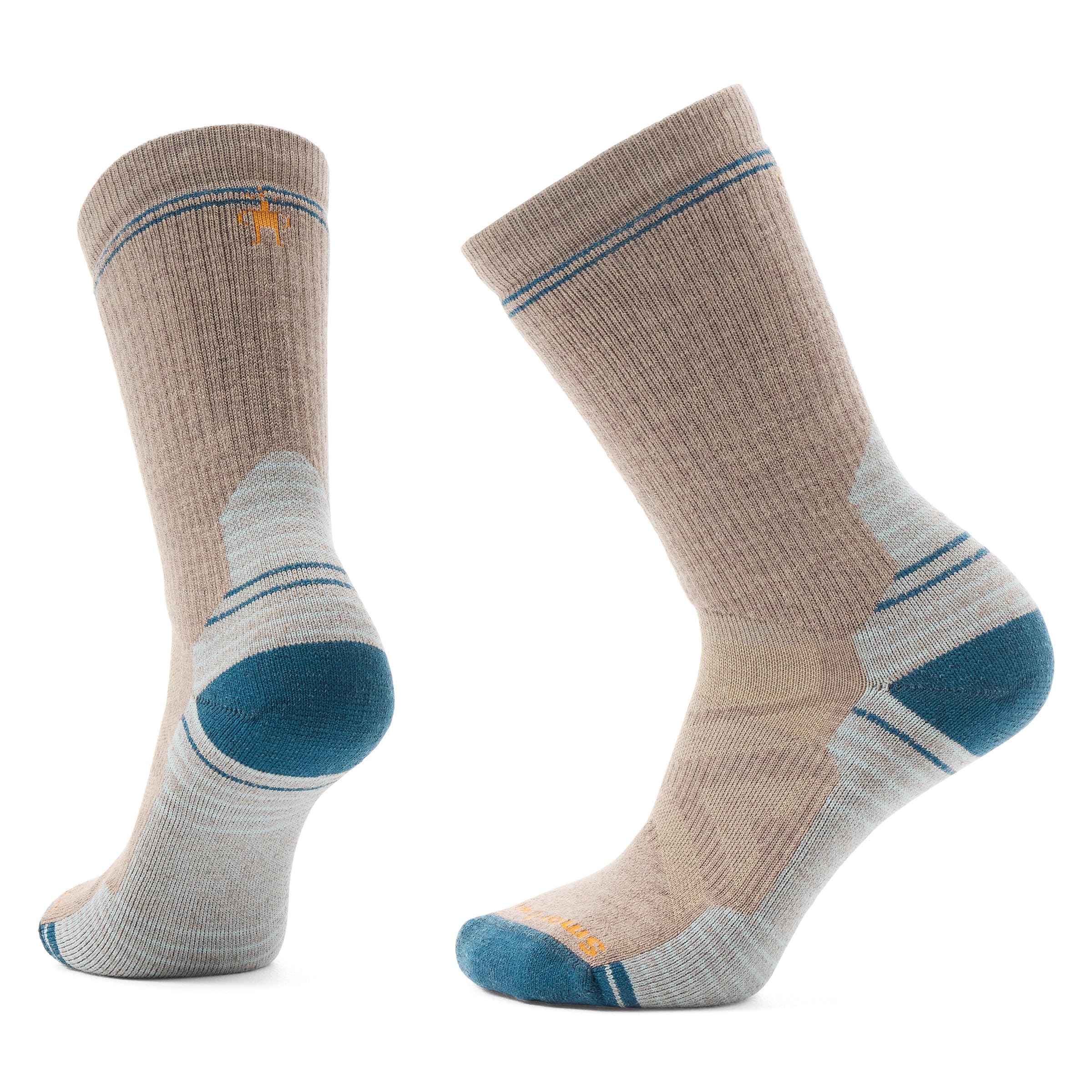 Smartwool Fossil crew socks front view showing cushioning and design benefits