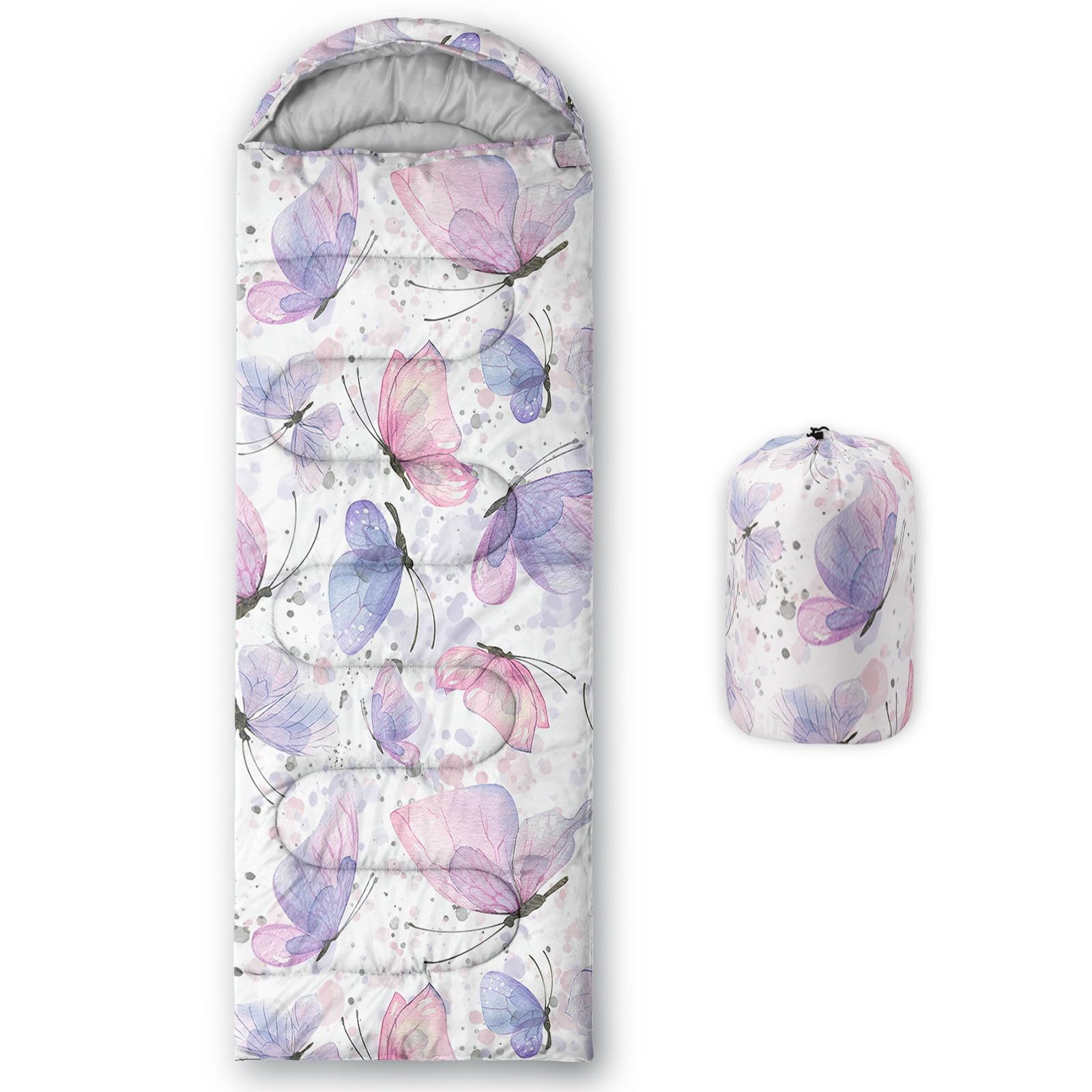 Smell Sunshine front view showing pink butterfly print and full-length coverage benefit