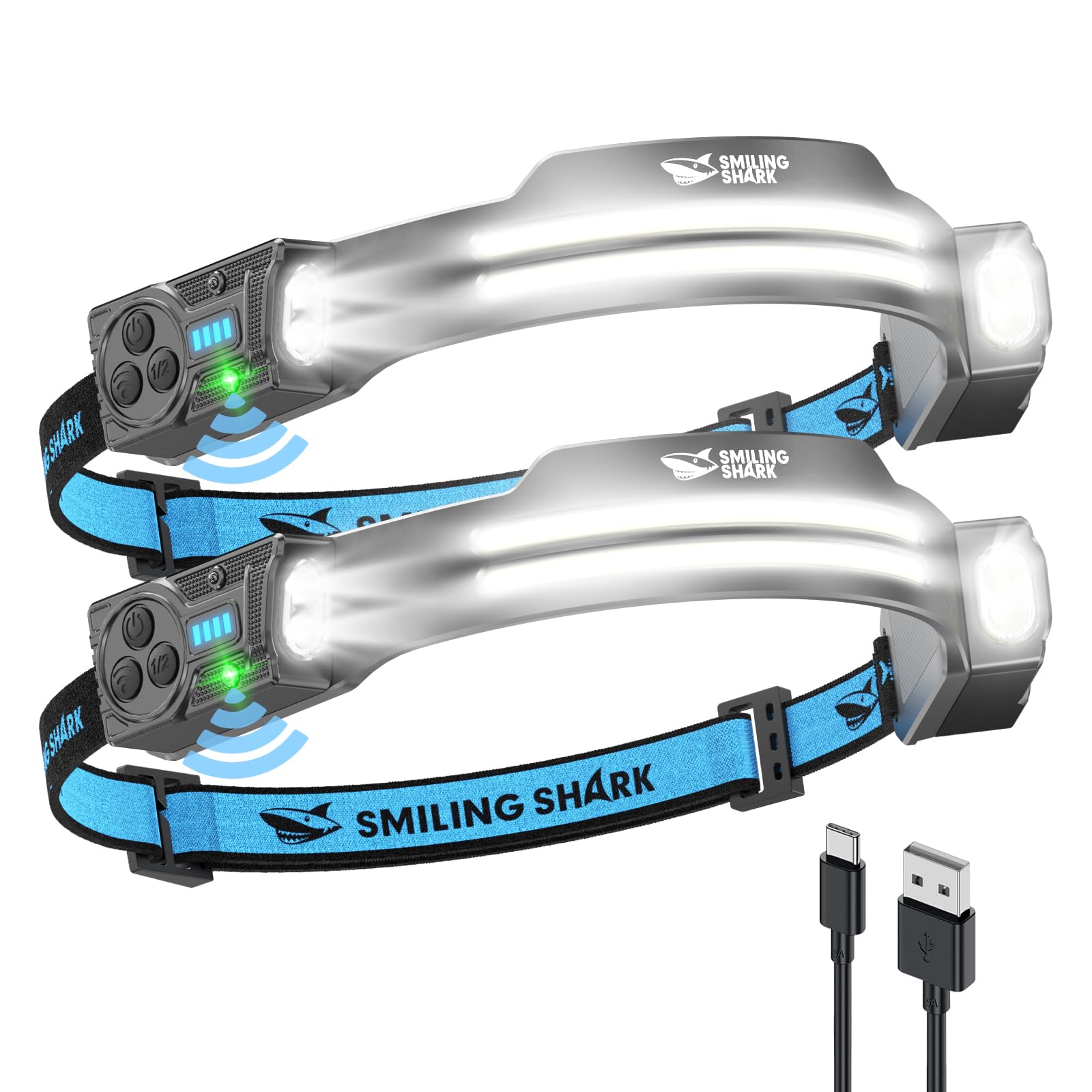 Smiling Shark TS-2 front view showing dual-spotlight and floodlight benefits