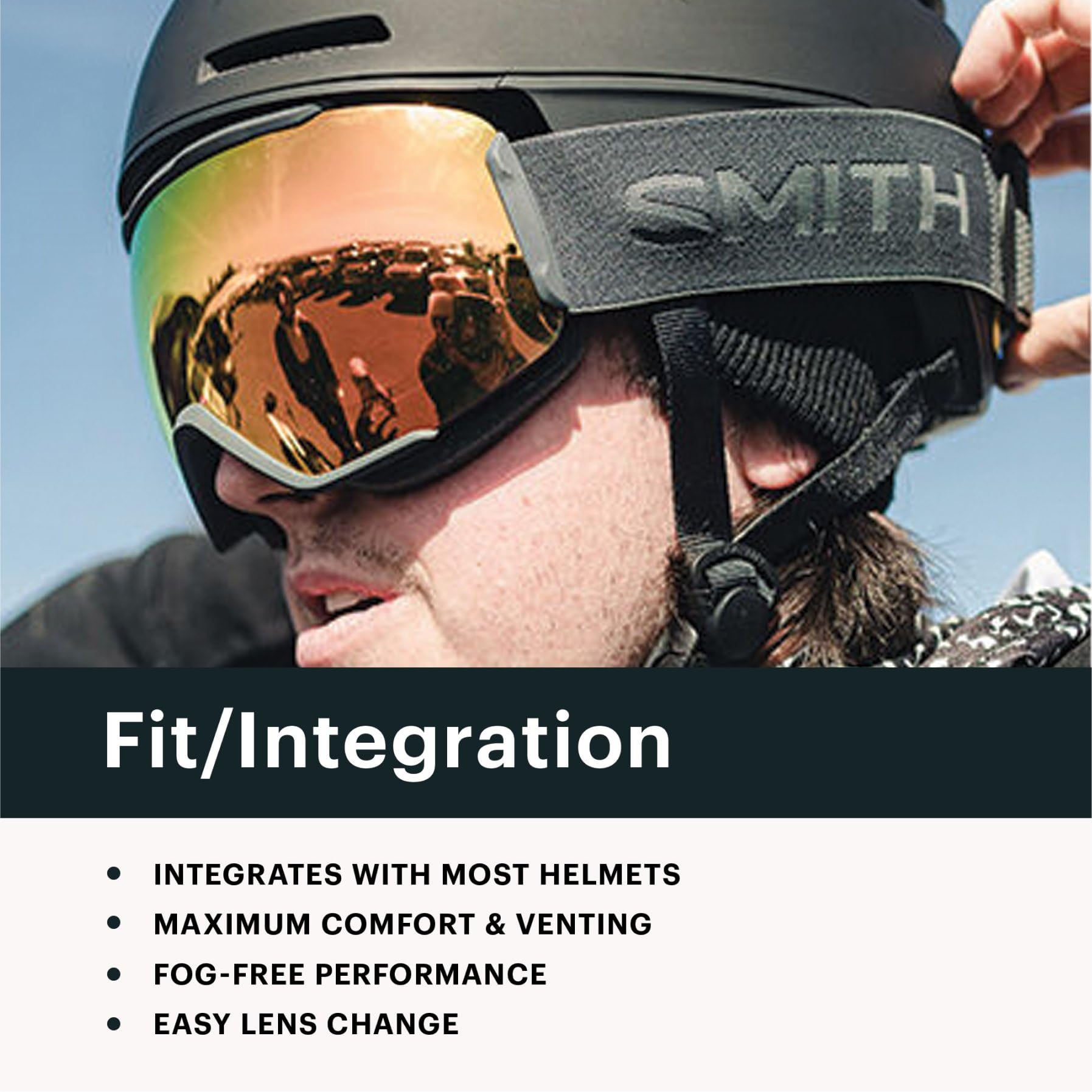 SMITH triple-layer face foam close detail offering cushioned seal and comfort advantage