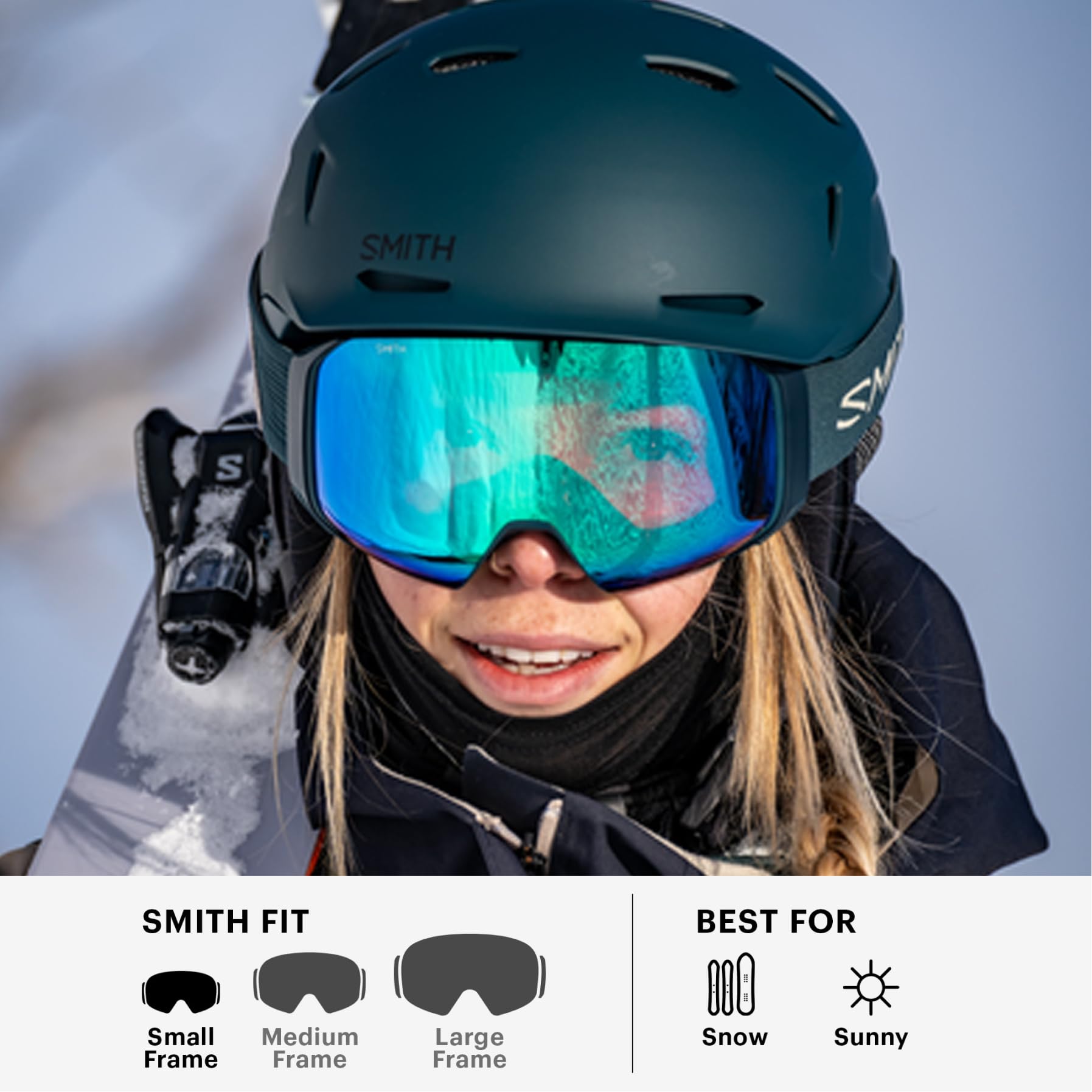 SMITH IO MAG S ChromaPop Sun Platinum lens close-up highlighting enhanced contrast and color