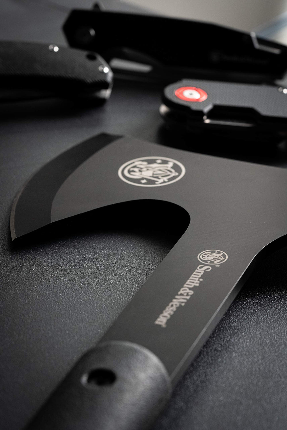 Smith & Wesson rubberized handle detail highlighting finger grooves for secure grip