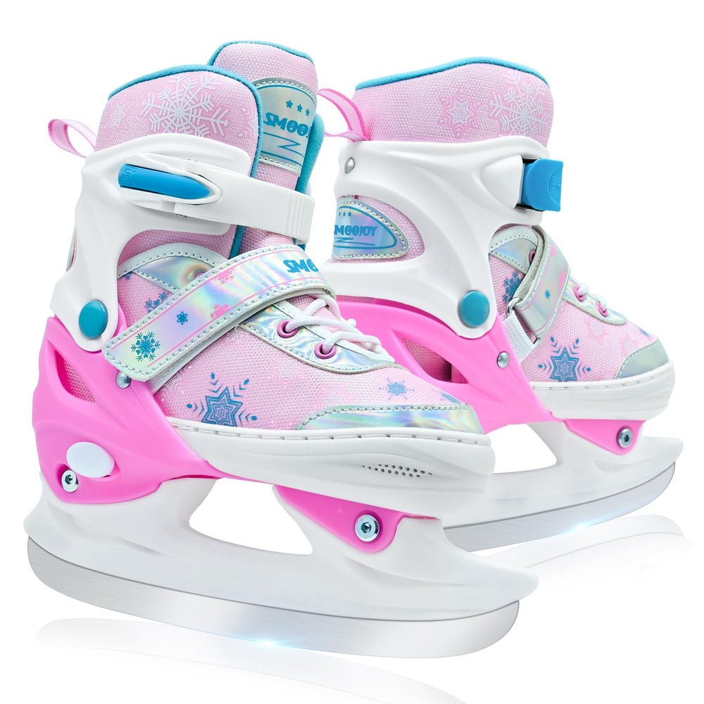 SMOOJOY front profile pink skates showing form and fit for young skaters