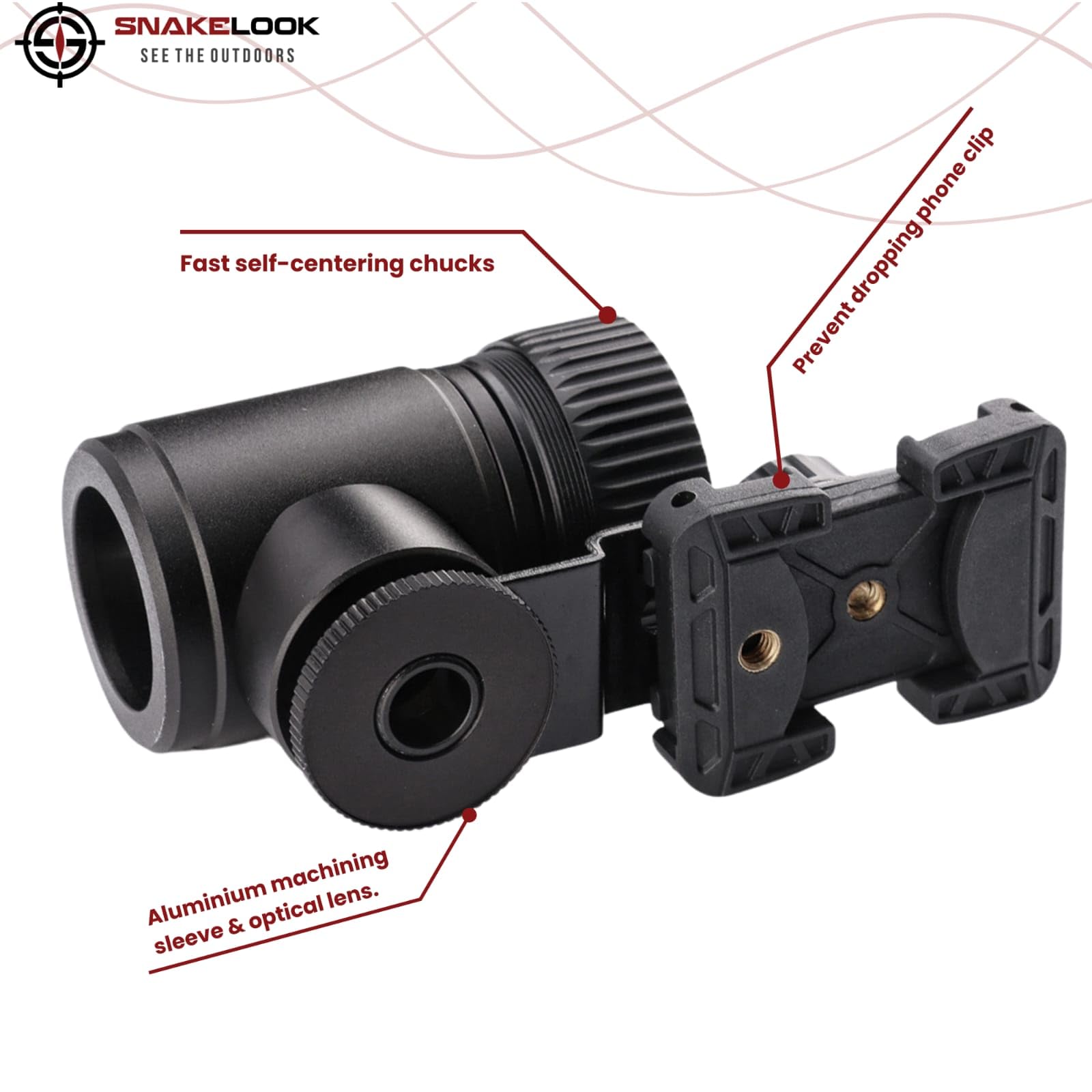 SnakeLook SideWinder mounted on a rifle scope demonstrating secure attachment