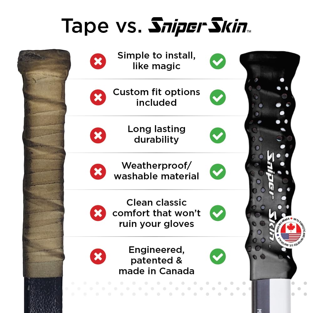 SNIPER SKIN on a stick resting on rink bench showing team-ready, low-maintenance look