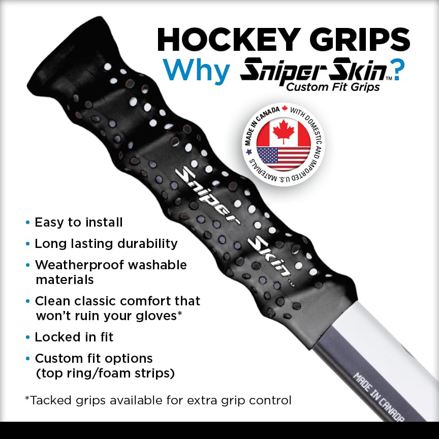 SNIPER SKIN sleeve next to a hand for scale showing fit across stick sizes