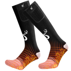 SNOW DEER front view of heated socks showing full-foot design and fit