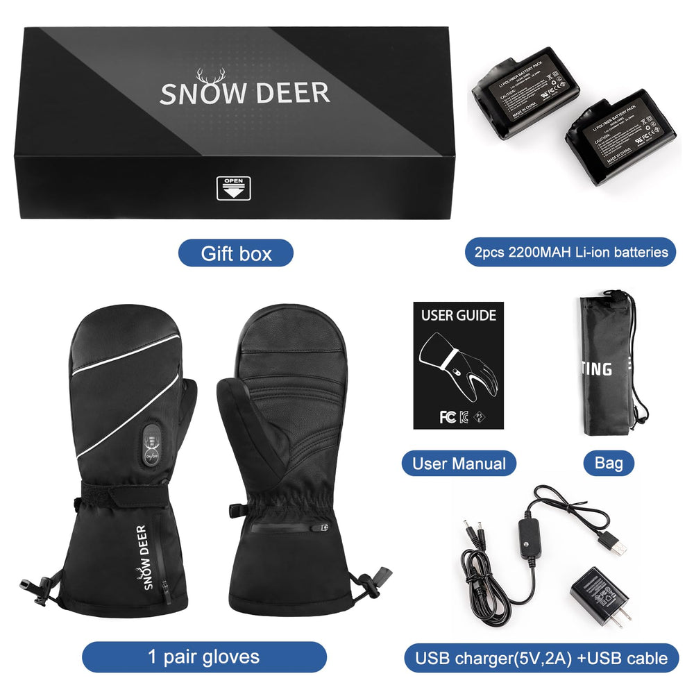 SNOW DEER mittens worn while skiing showing active outdoor warmth