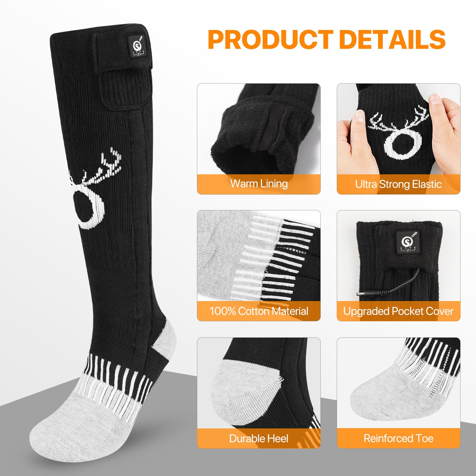 SNOW DEER size chart graphic helping choose correct sock size quickly