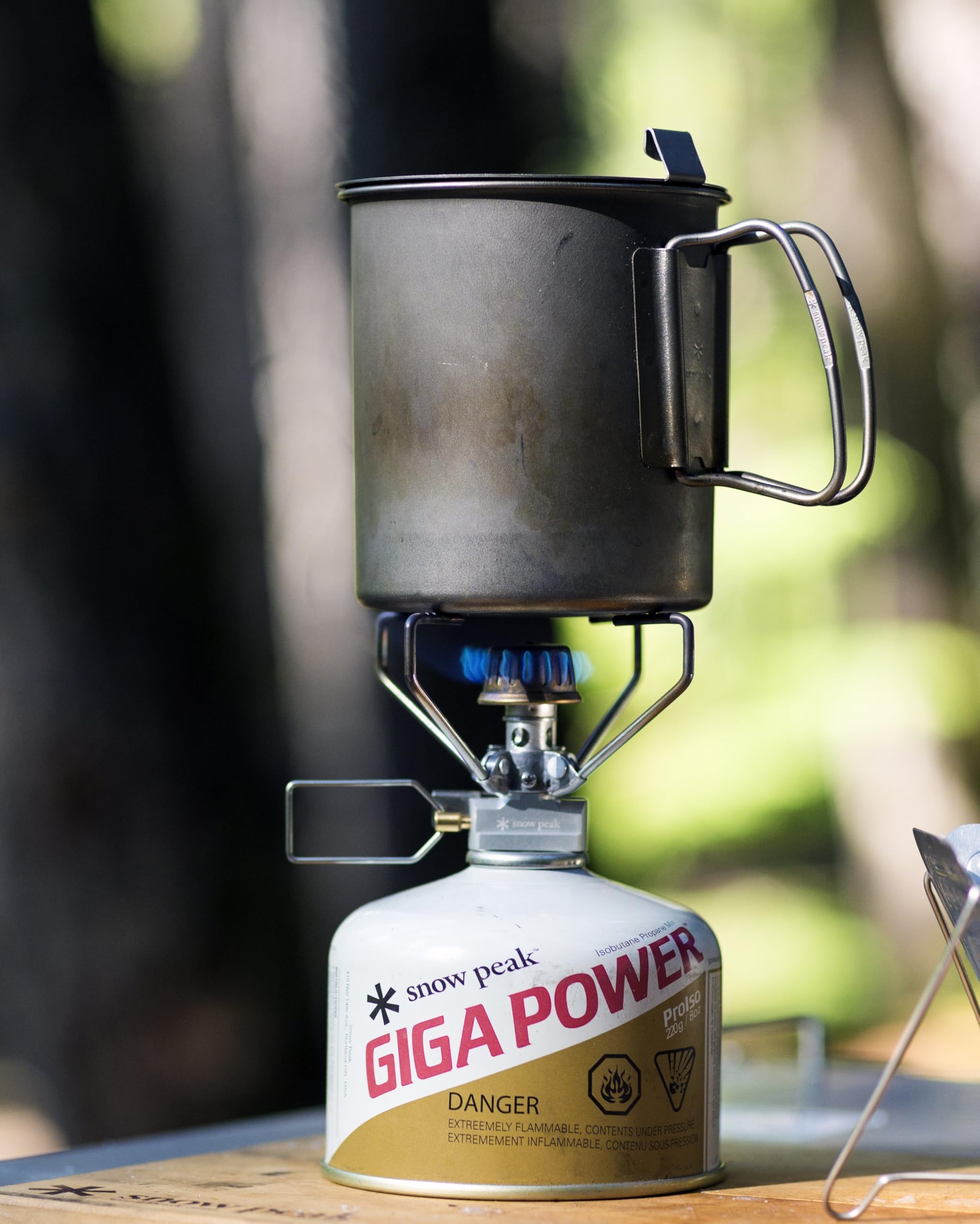 Snow Peak being used at campsite showing quick hot meals and outdoor enjoyment