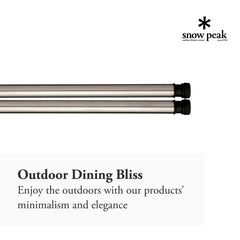 Snow Peak packaged leg set with dimensions for easy transport and storage