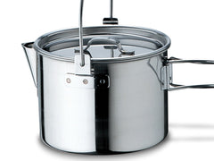 Snow Peak kettle wide mouth closeup showing easy stirring and cleaning advantage