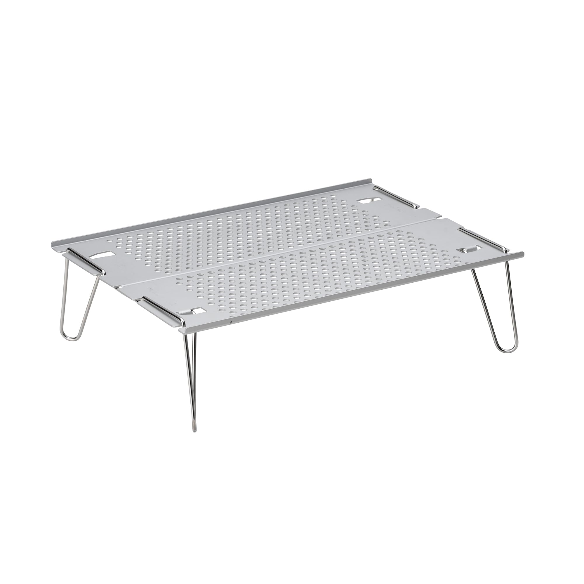 Snow Peak Ozen Solo Table front view showing compact tabletop and legs benefit portability
