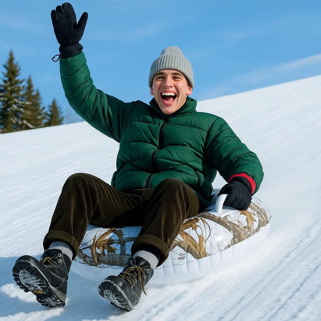 SNOWCANDY close-up of reinforced grip handles for secure control while sledding