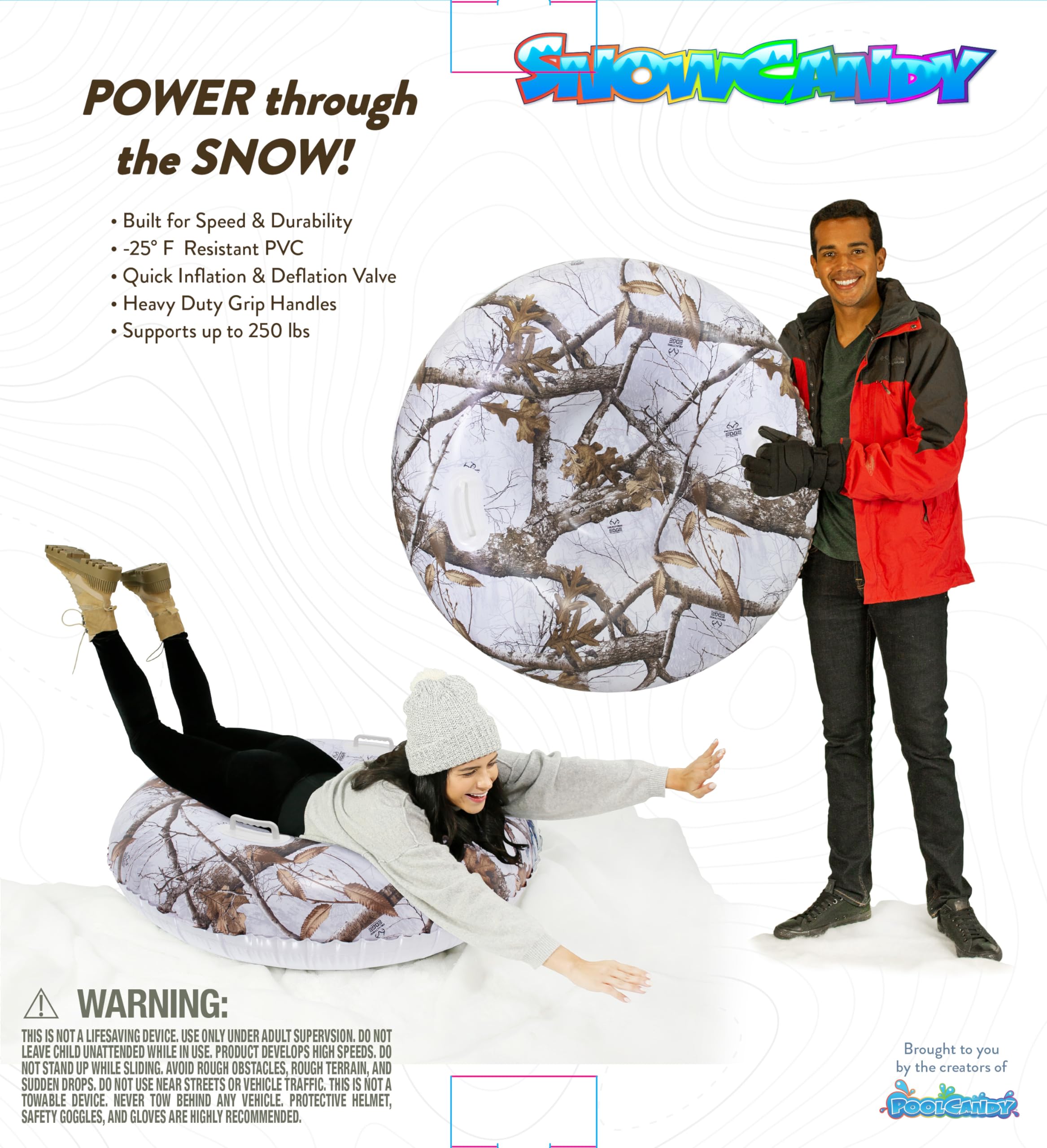 SNOWCANDY close texture and seam detail showing heavy-duty cold-resistant PVC durability