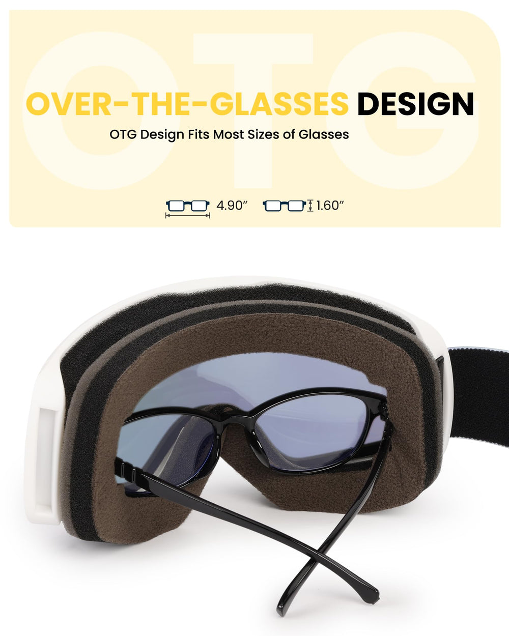 SNOWER side view showing OTG cutouts so kids can wear prescription glasses