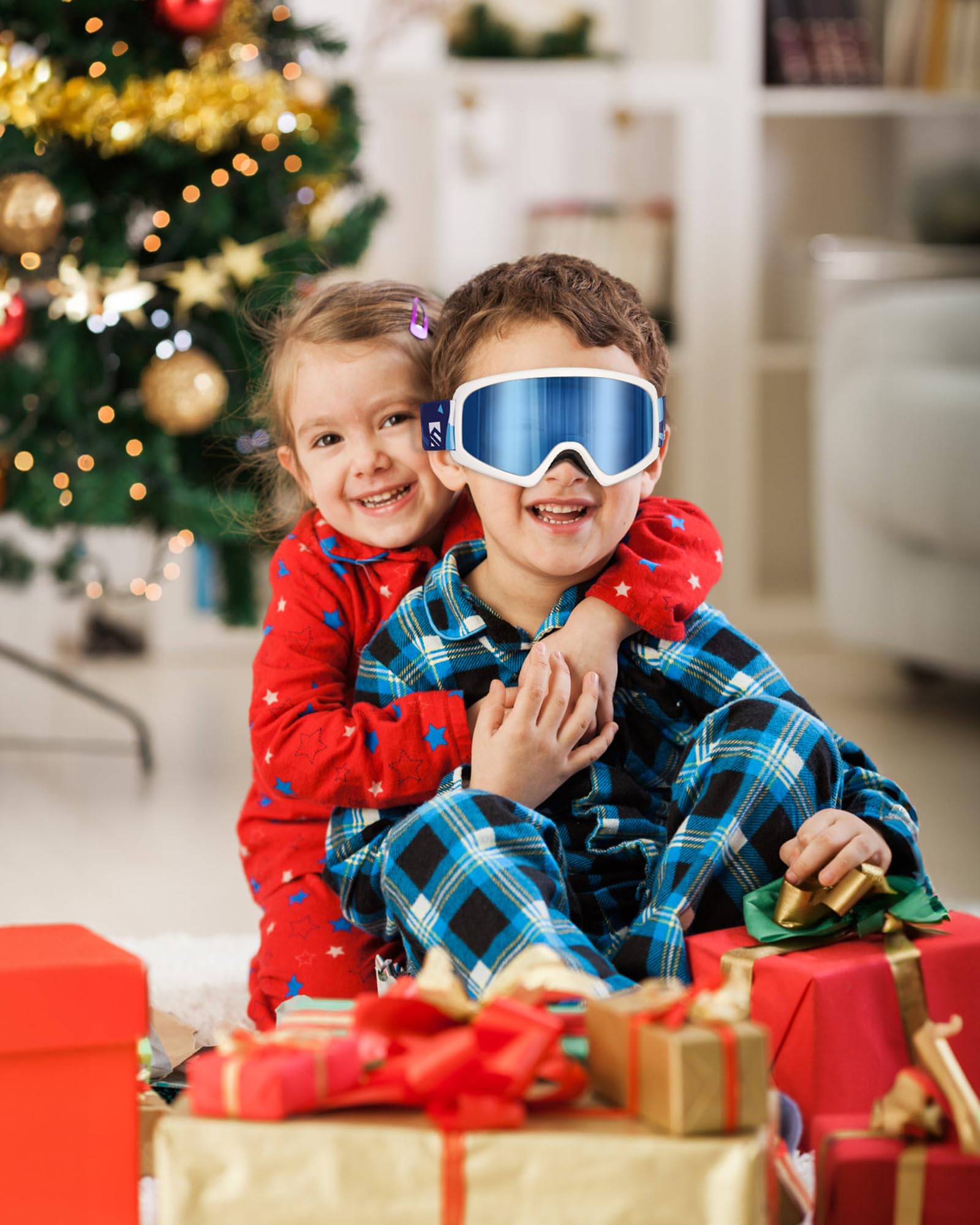 SNOWER goggles next to eyeglasses showing OTG space and comfortable fit