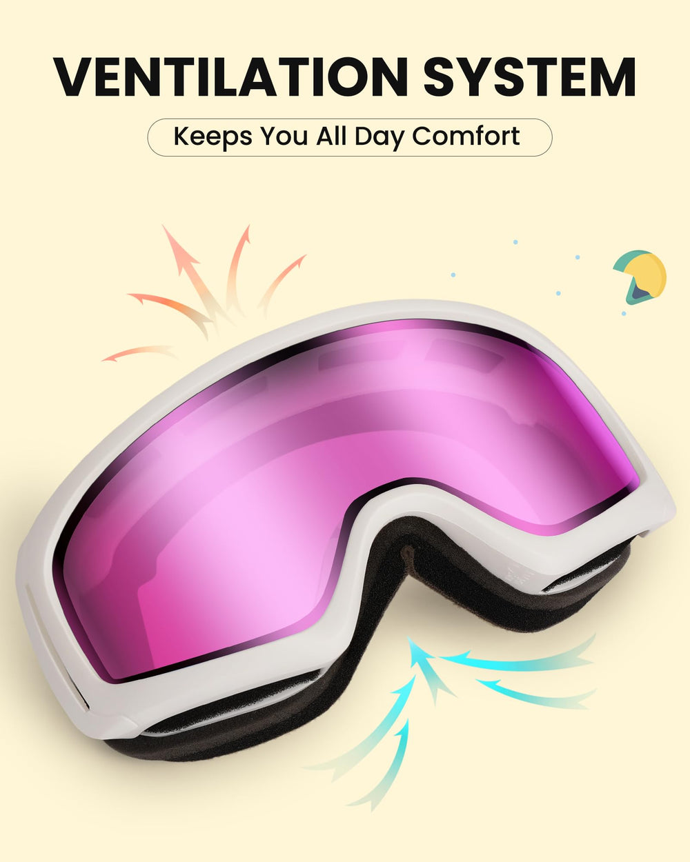 SNOWER adjustable strap with helmet demonstrating secure helmet compatibility benefit