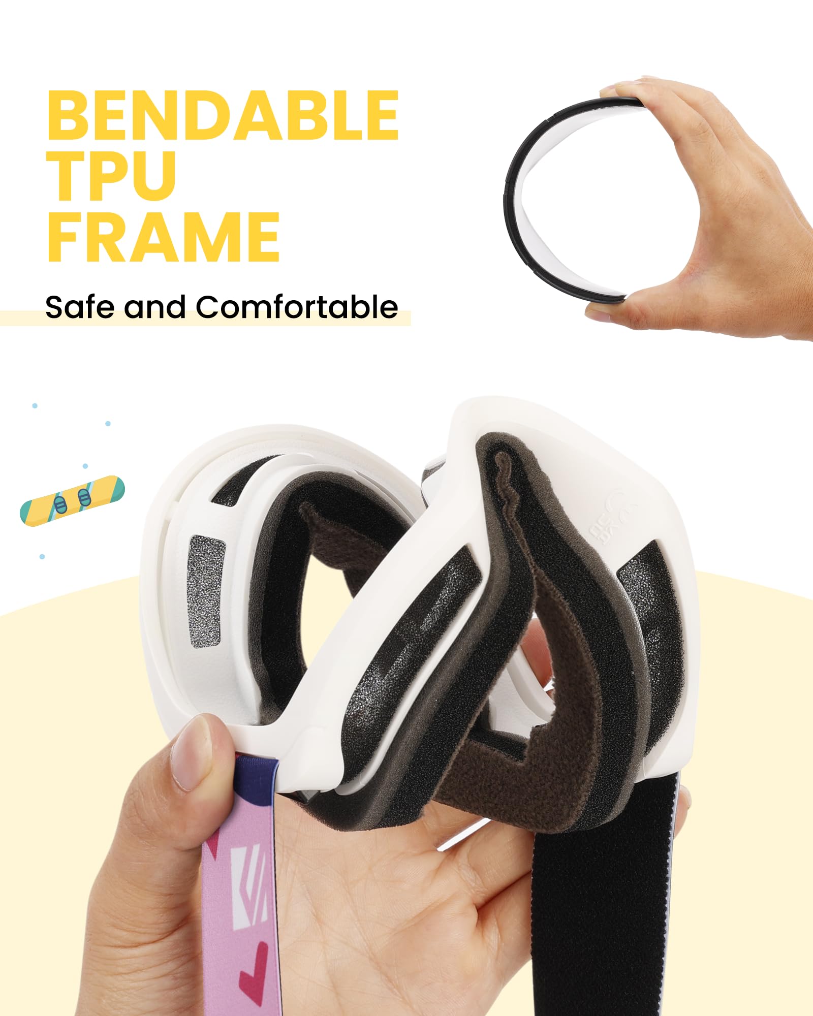 SNOWER triple-layer foam detail providing comfort and snow-blocking benefit