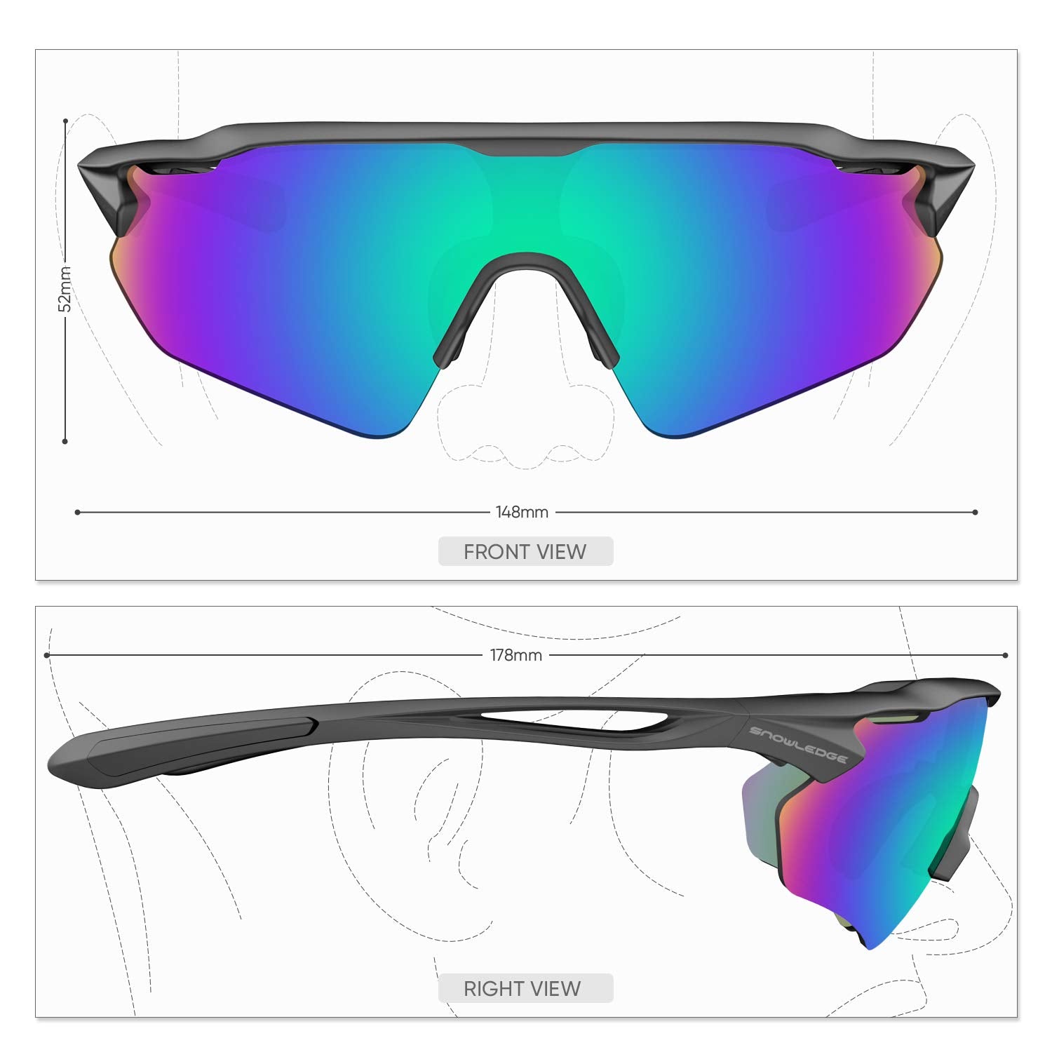 Snowledge clear lens protecting eyes from debris and insects