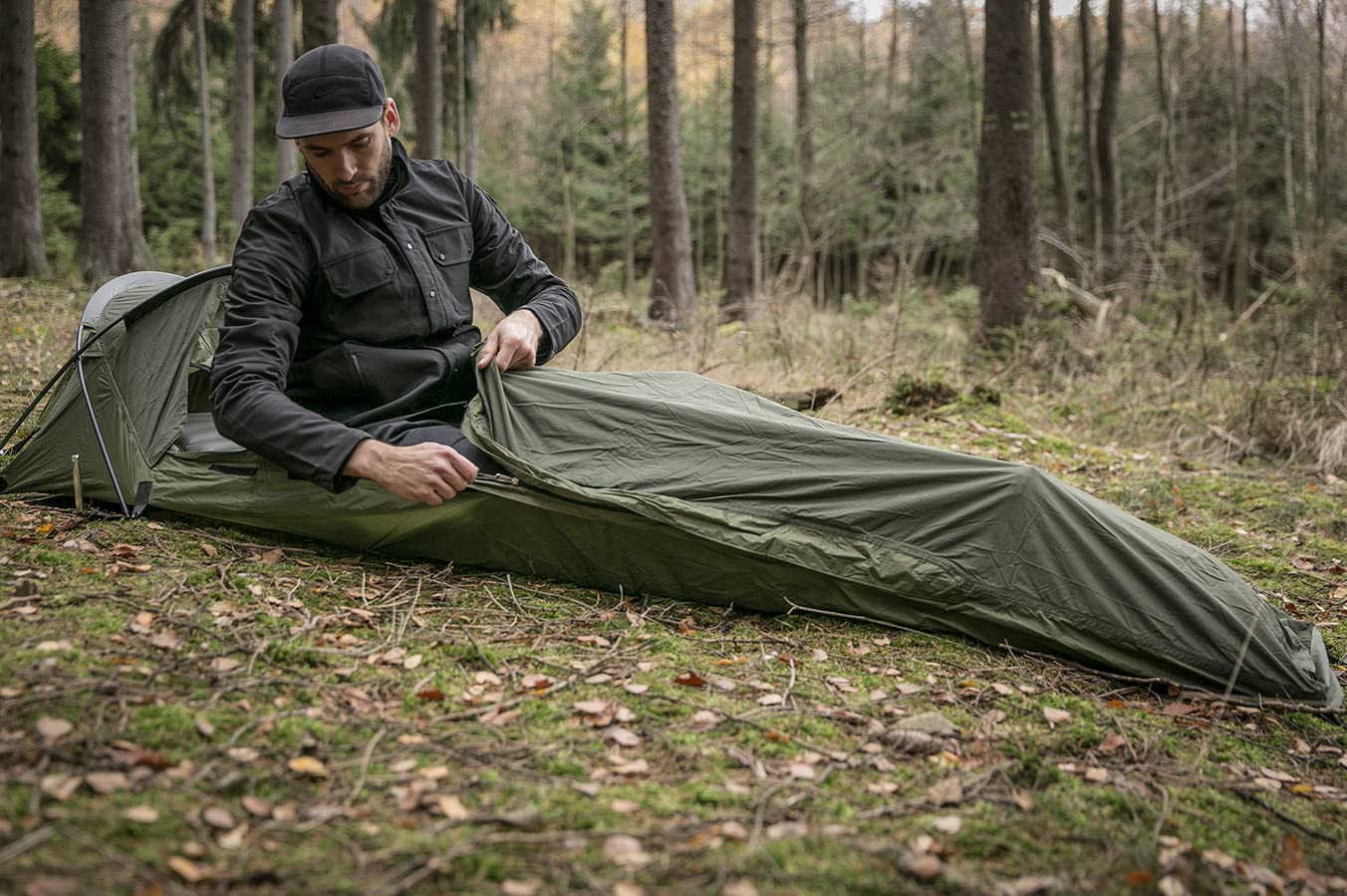 Snugpak head canopy with rollaway No-See-Um net for insect-free sleep benefit