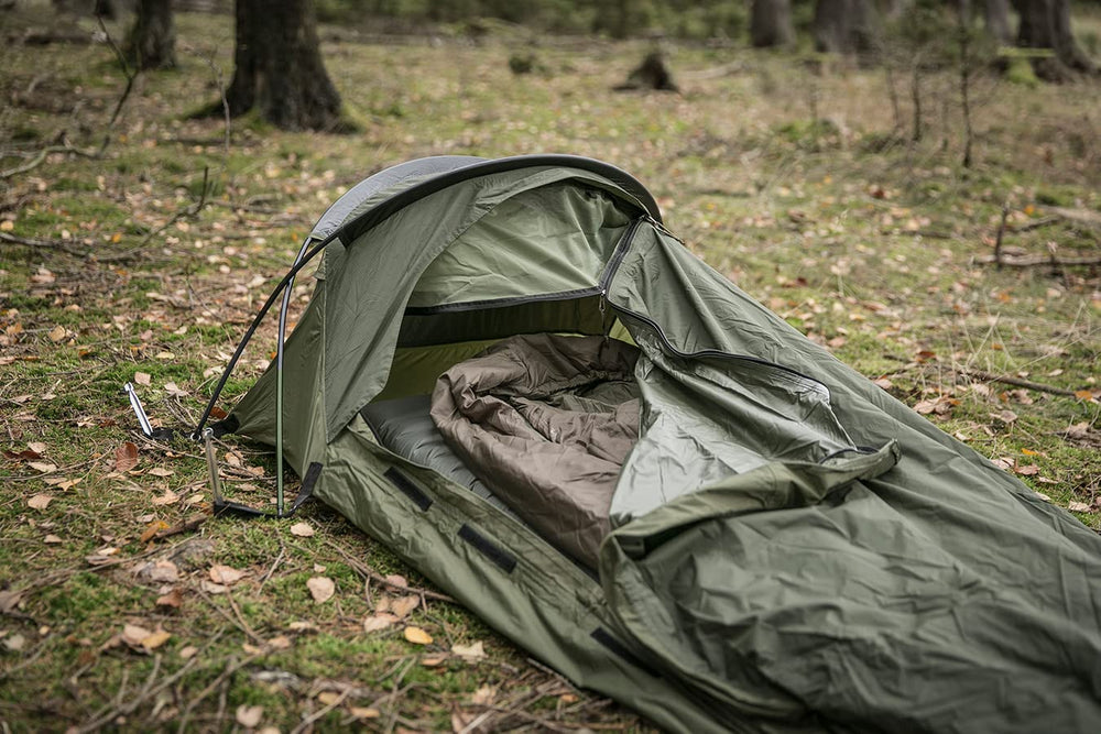Snugpak packed bivvi rolled into compact size for easy carry benefit