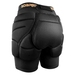 Soared front view padded shorts showing coverage and slim profile for low bulk