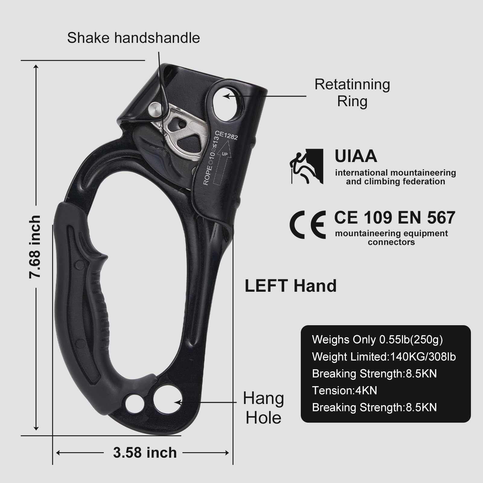 SOB ascender rubber handle texture improving grip comfort and control