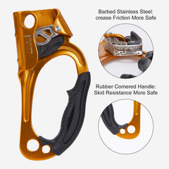 SOB ascender clamped on 12mm rope to show secure attachment benefit