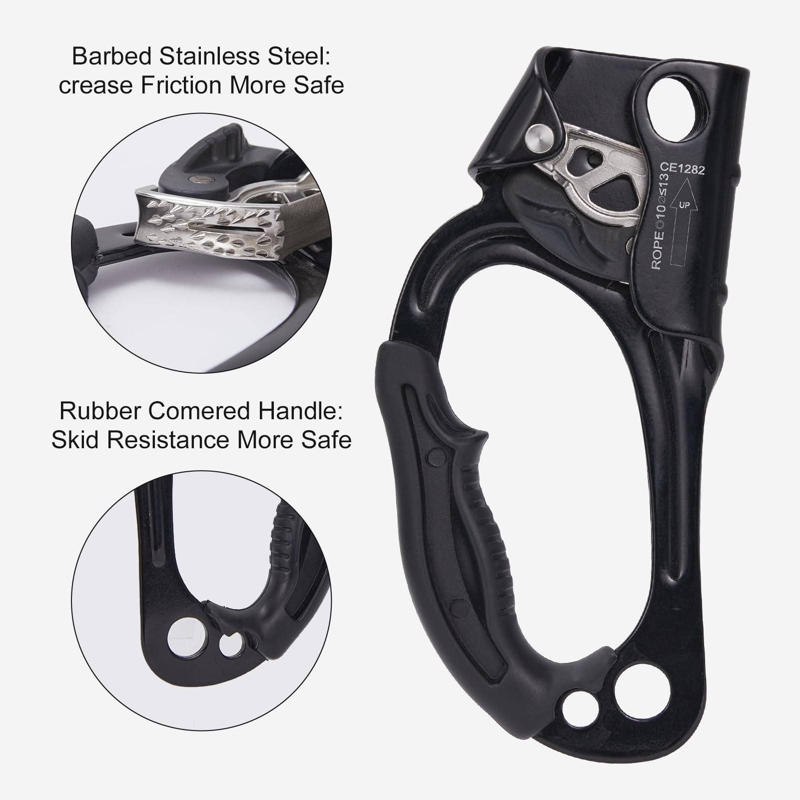 SOB ascender next to ruler showing compact size and lightweight advantage