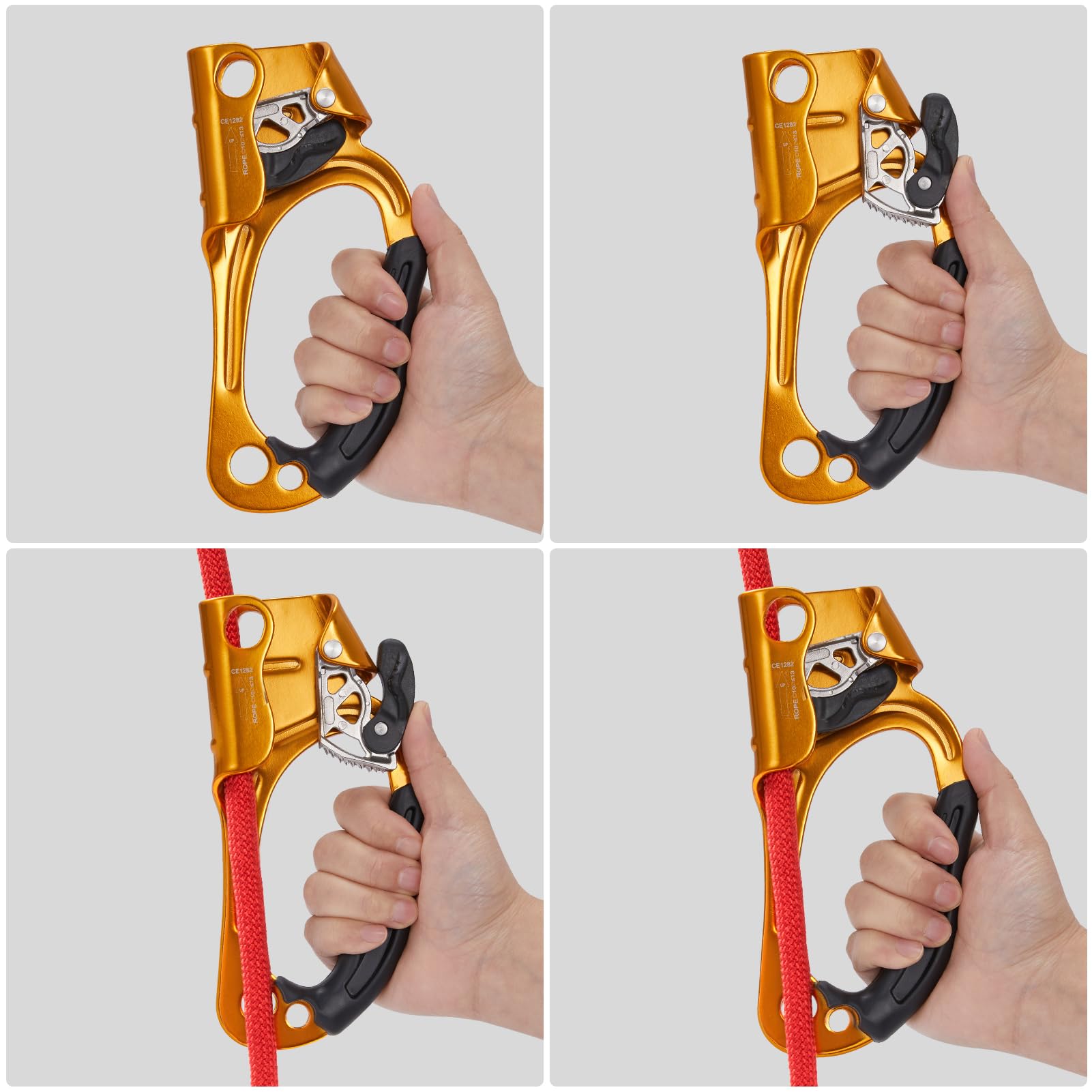 SOB ascender attachment holes for carabiner and webbing for versatile rigging