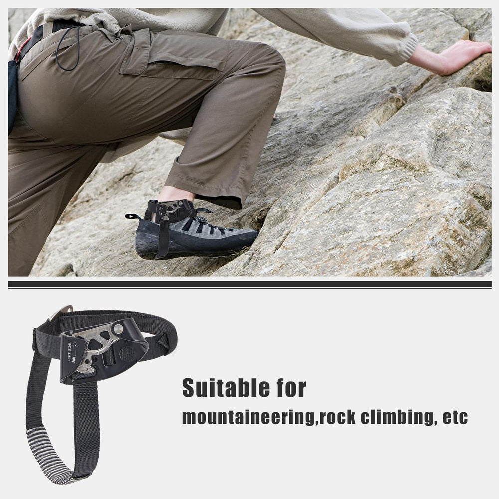 SOB left black and right orange ascender pair showing color-coded foot setup