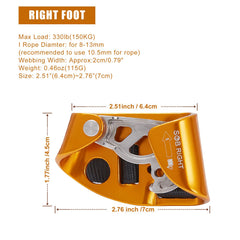 SOB foot ascender attached to boot demonstrating stable footwear mounting benefit