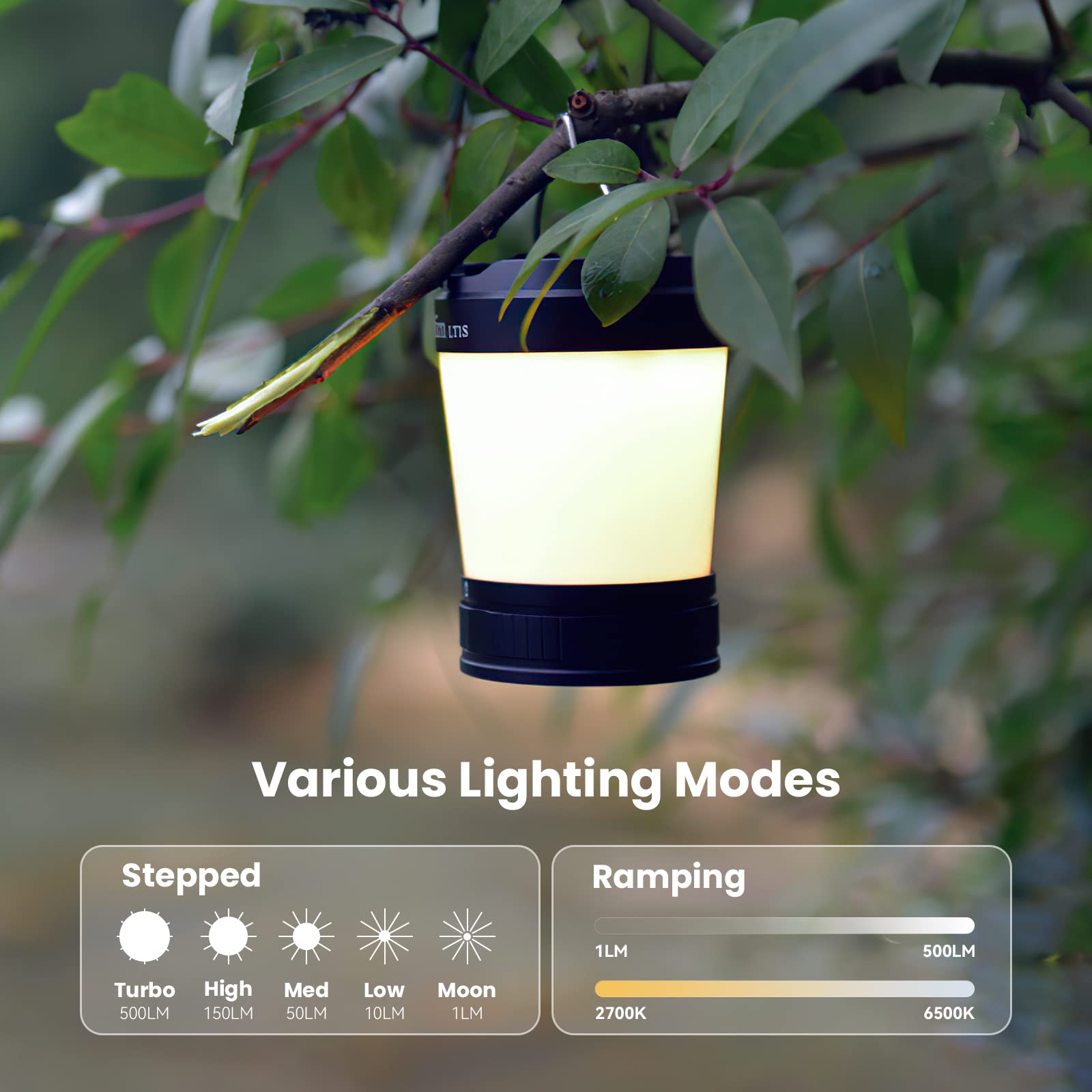 sofirn LT1S red-light mode illuminating a campsite without disrupting night vision