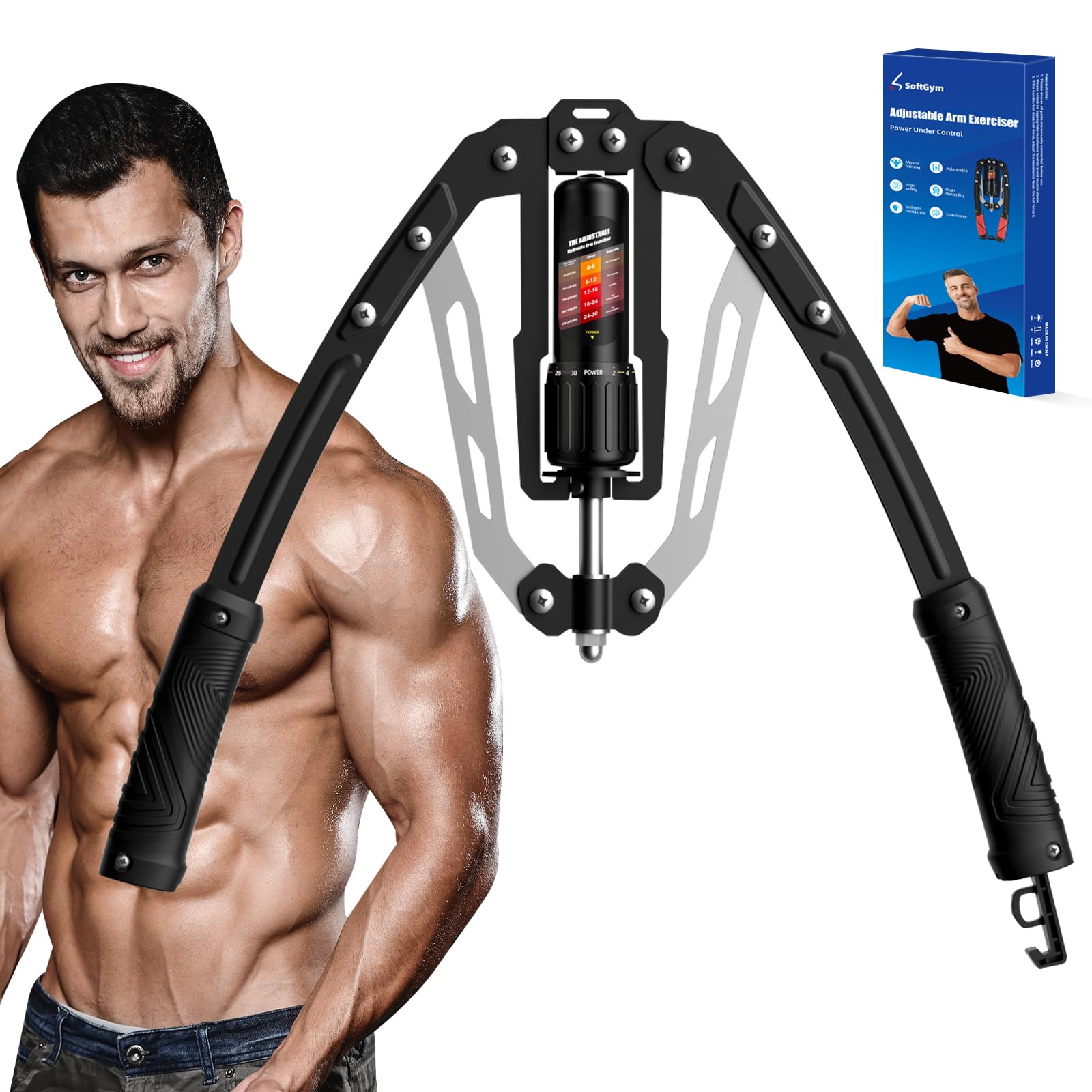 SoftGym front view of trainer showing compact frame and foldable design benefits