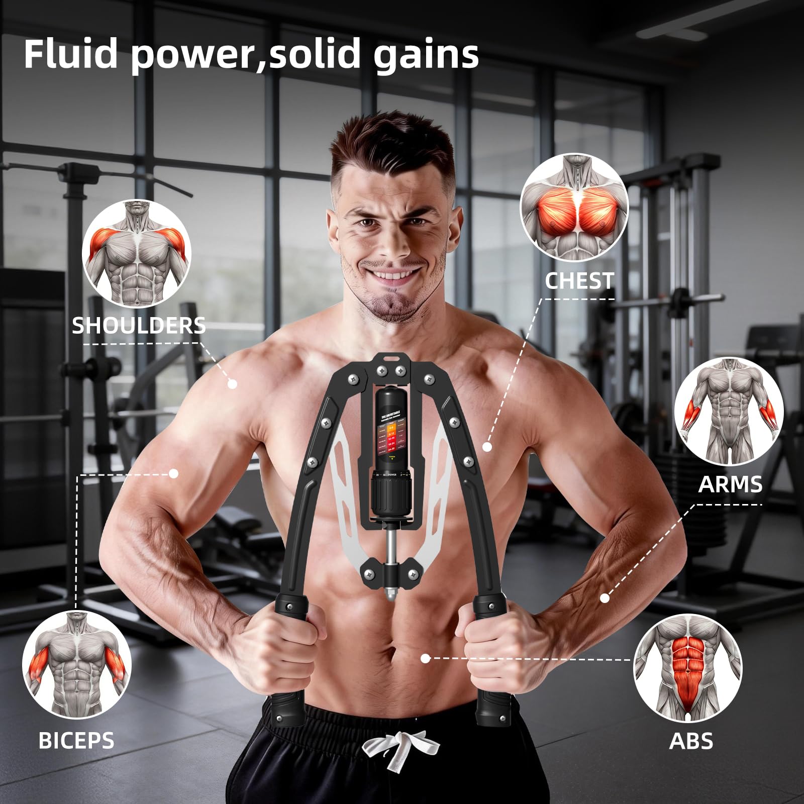 SoftGym hydraulic cylinder close-up showing smooth resistance mechanism advantage