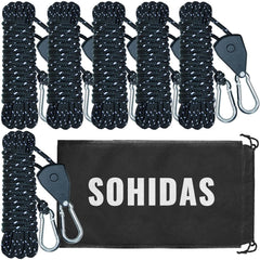 SOHIDAS front package showing six guylines and hardware for fast setup