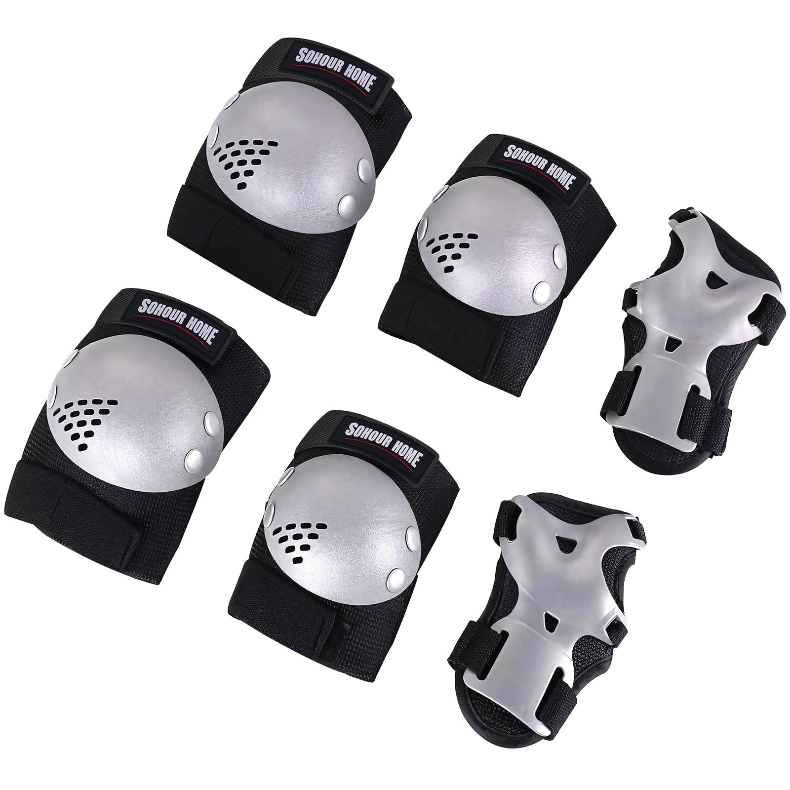 SOHOUR HOME front view of full 6-piece protective pads set showing organized layout and portability