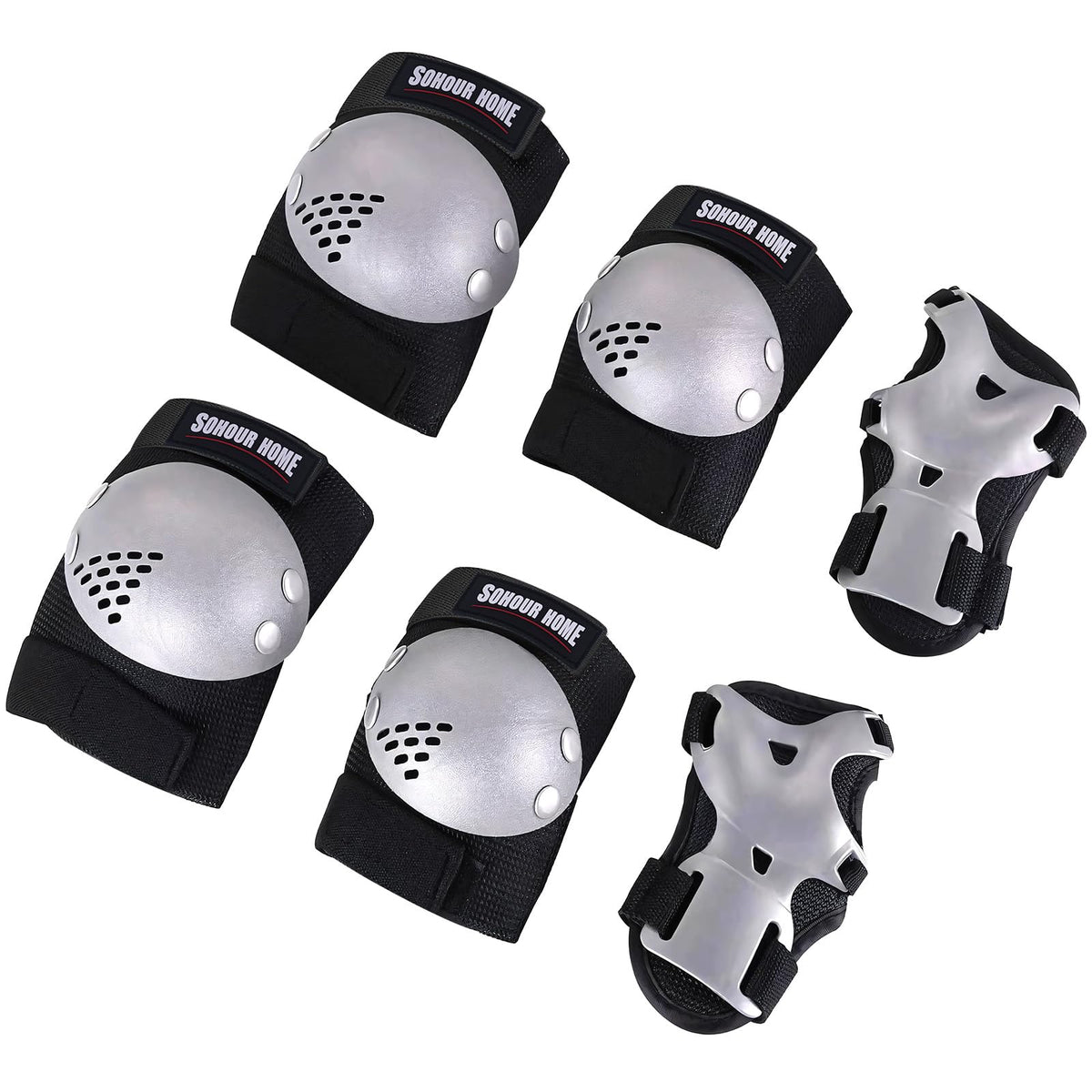 SOHOUR HOME front view of full 6-piece protective pads set showing organized layout and portability