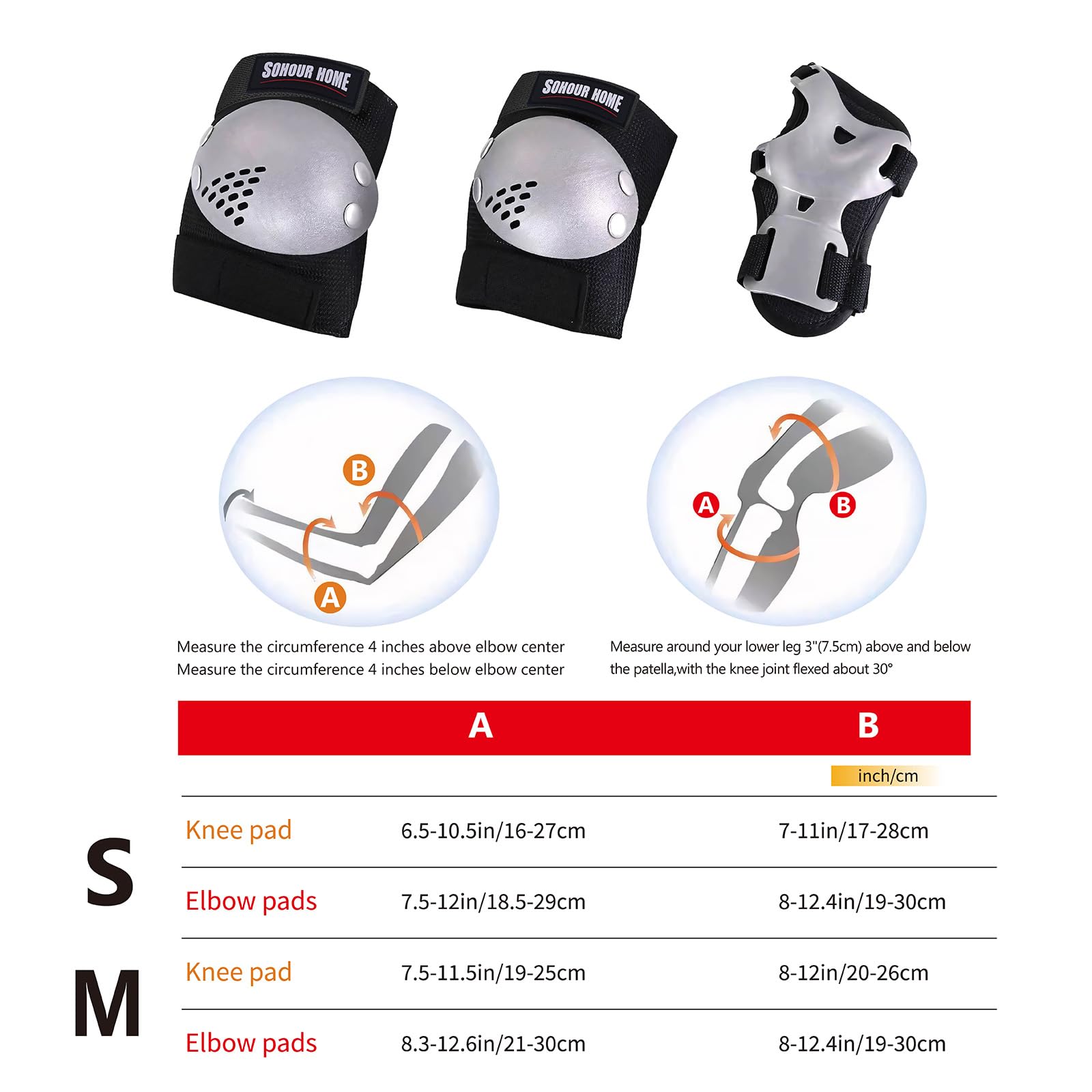 SOHOUR HOME two-size comparison demonstrating S versus M for growing kids and fit guidance