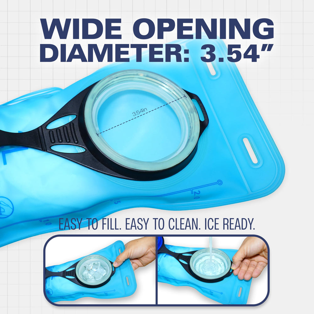 SoJourner Bags bladder filled with ice demonstrating cold retention and easy refill