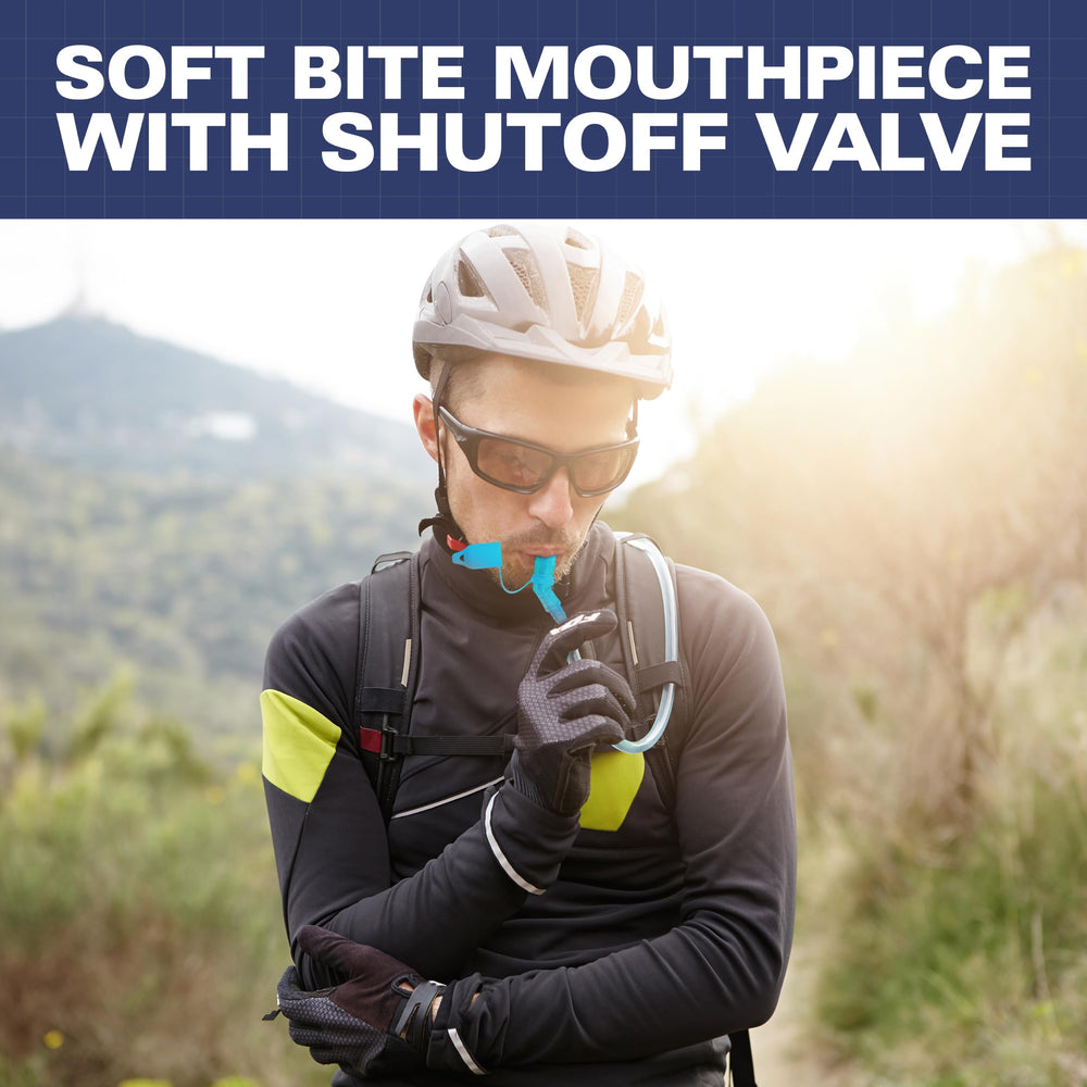 SoJourner Bags lifestyle shot of hiker drinking hands-free for convenient hydration