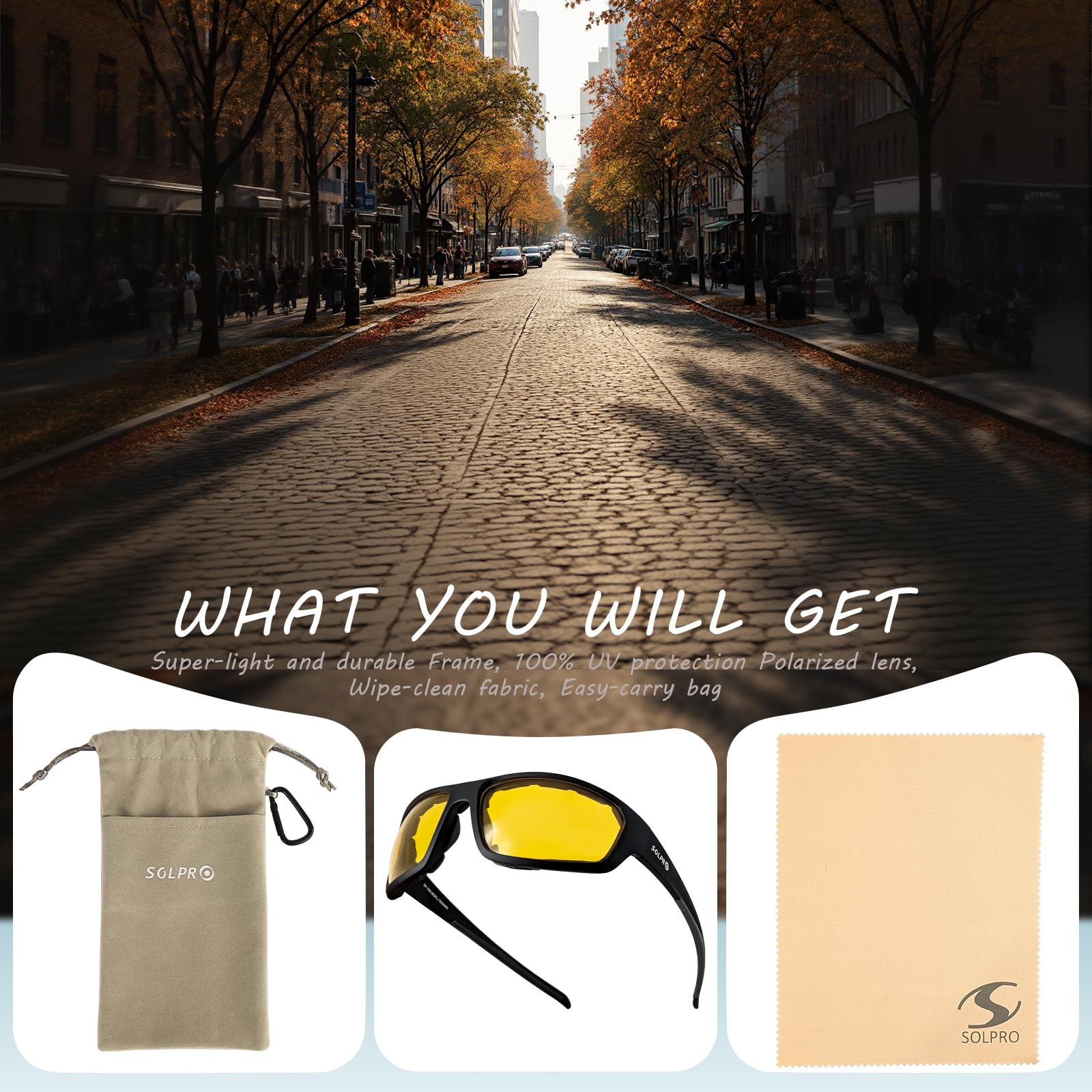 SOL PRO with microfiber bag and pouch showing easy storage and protection
