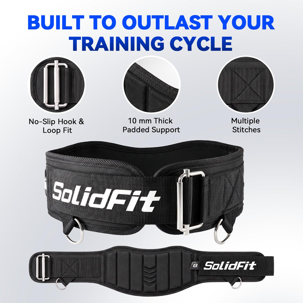 SolidFit belt worn during a pull-up illustrating stable fit and safer weighted reps