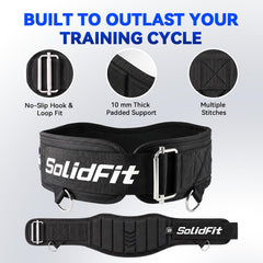 SolidFit belt worn during a pull-up illustrating stable fit and safer weighted reps