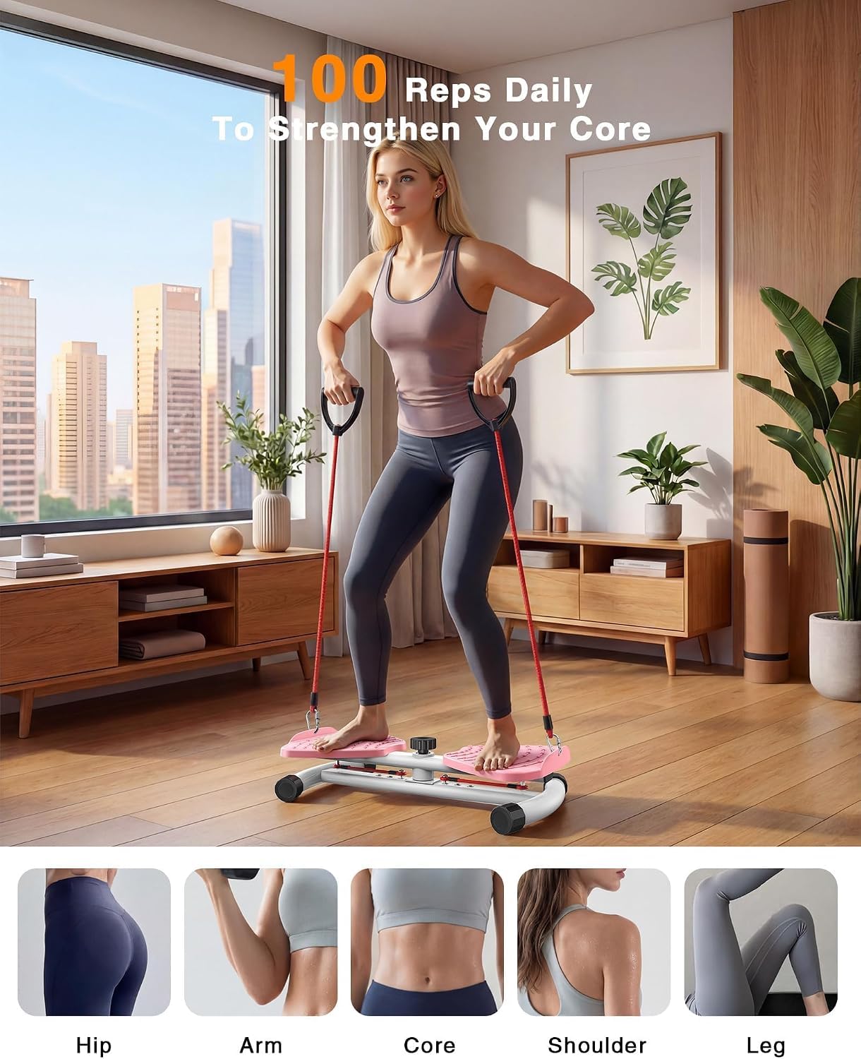 SolidFit twister in use standing twist demonstrating core activation and quiet operation