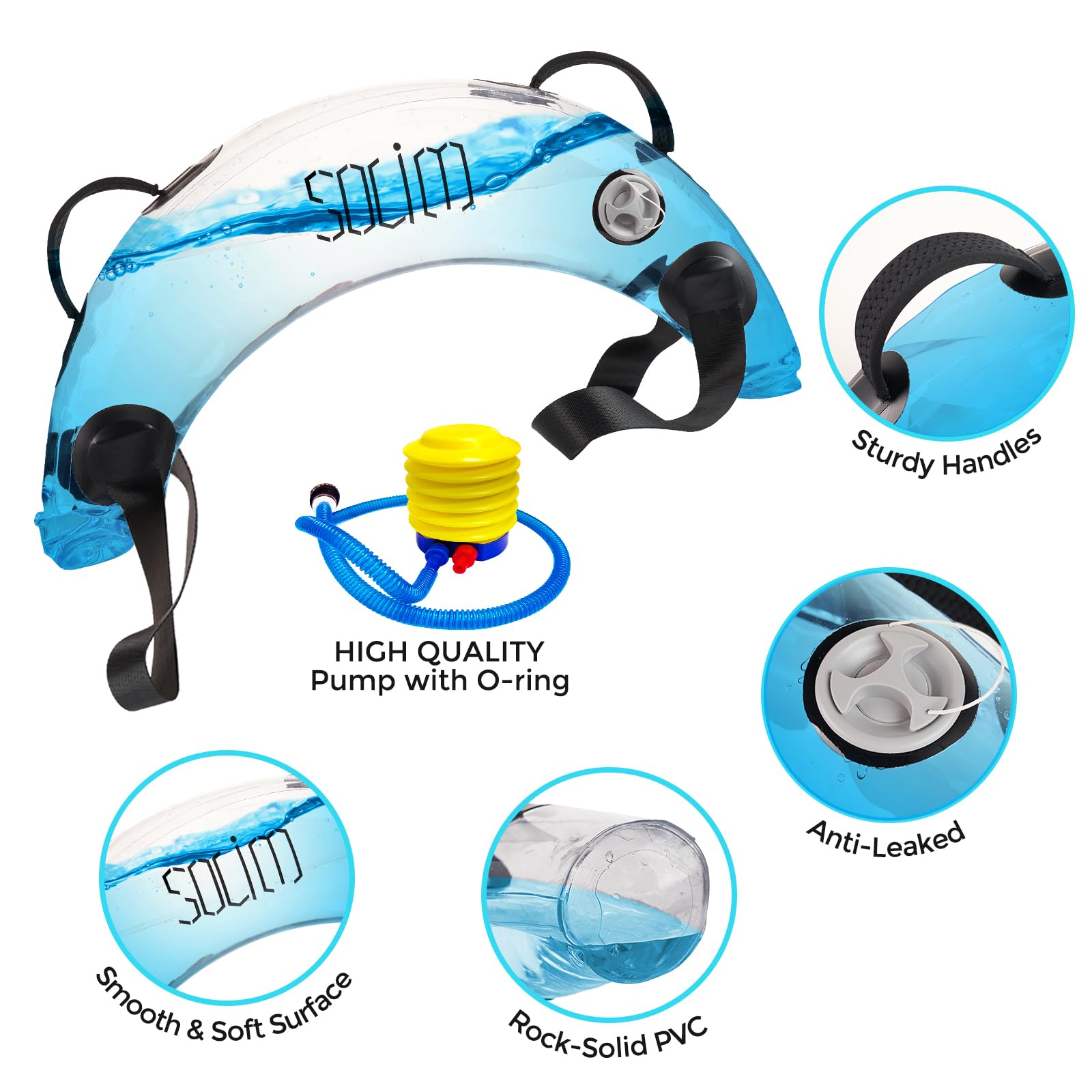Solim aqua bag close-up stitching showing reinforced seams for long-lasting durability