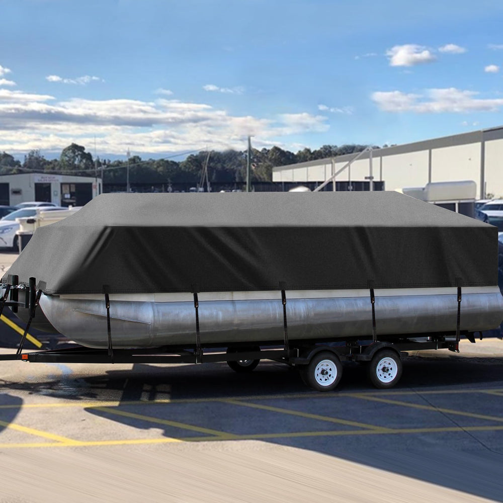 Solim-covered pontoon docked showing weather protection and neat appearance